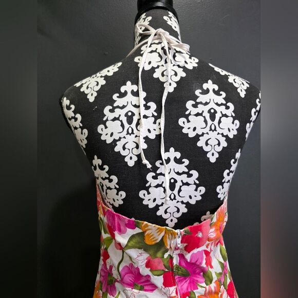 Vintage Womans Floral Hawaiian Knee Length Halter Dress Sz 11/12 PHOENIX - Picture 8 of 9